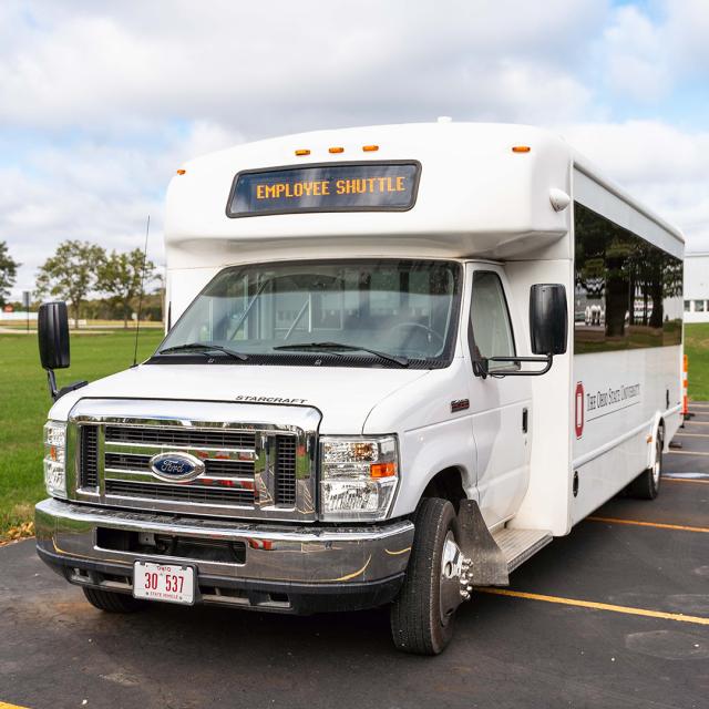 exterior, front of 20 passenger shuttlebus